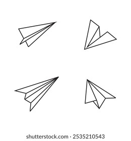 Paper airplane icon. Airplane made of paper. Isolated raster illustration on a white background.