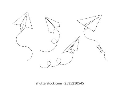 Paper airplane icon. Airplane made of paper. Isolated raster illustration on a white background.