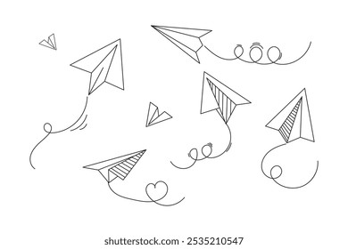 Paper airplane icon. Airplane made of paper. Isolated raster illustration on a white background.