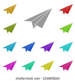 paper airplane icon in multi color. Simple glyph vector of web set for UI and UX, website or mobile application