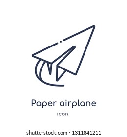 paper airplane icon from other outline collection. Thin line paper airplane icon isolated on white background.