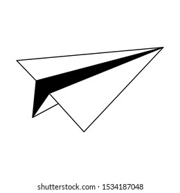 paper airplane icon over white background, vector illustration