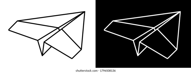 paper airplane icon. Sending messages and delivering e-mail. Travel design element. Black and white vector