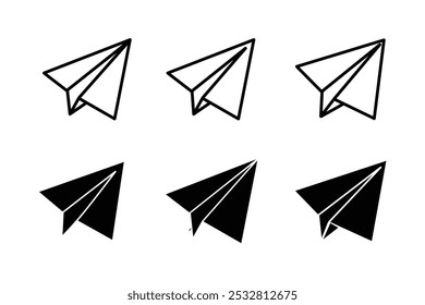 Paper airplane Icon Set. Colorful Folded Paper Planes. Simple Paper Airplanes set.