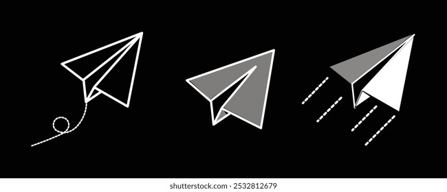 Paper airplane Icon Set. Colorful Folded Paper Planes. Simple Paper Airplanes set.