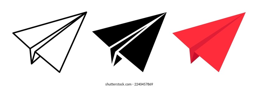 Paper airplane icon. Set of paper planes. Vector clipart isolated on white background.