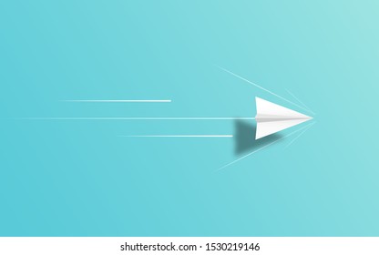 Paper airplane  icon symbol illustration in paper art craft style design. paper airplane finding way for target and business goal,  creative business idea concept. vector illustration 