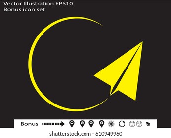 paper airplane, icon, vector illustration eps10