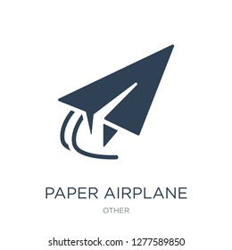 paper airplane icon vector on white background, paper airplane trendy filled icons from Other collection, paper airplane vector illustration