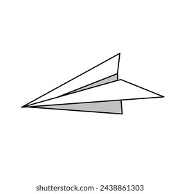 paper airplane illustration. white background. paper airplane vector icon.
