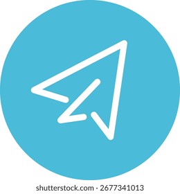 Avión de papel dentro de un icono de círculo azul