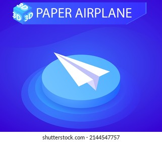 Paper airplane isometric design icon. Vector web illustration. 3d colorful concept