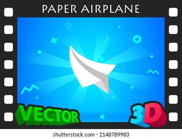 Icon für das isometrische Design des Papierflugzeugs. Vektorgrafik, Web-Illustration. 3D-Farbkonzept