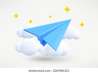 Lanzamiento de avión de papel. Entrega por correo. 3.ª ilustración vectorial