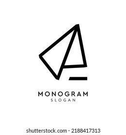 paper airplane line art monogram logo