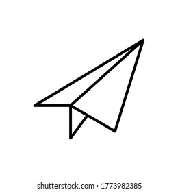 Paper airplane line icon vector template