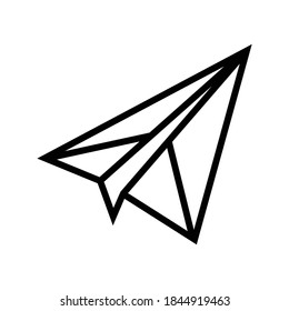 Papierflugzeug-Linie Symbol Vektor. Papierflugzeugzeichen. isoliertes Kontursymbol
