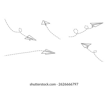 paper airplane lineart symbol icon design vector isolated transparent background