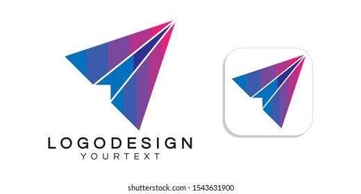 Paper airplane logo design color full