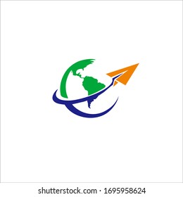 paper airplane logo, this logo is suitable for a travel agency
