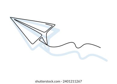 Paper airplane loop. Airmail. Minimalistic flat line. Paper airplane flying isolated icon. Vector illustration.
