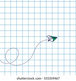 Paper airplane Loop Airmail Minimalistic Flat Line Color Icon Pictogram Illustration