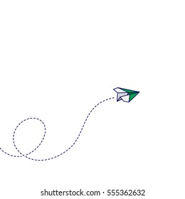 Paper airplane Loop Minimalistic Airmail Flat Line Color Icon Pictogram Illustration