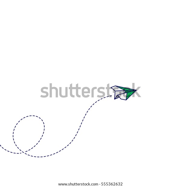 紙飛行機のループのミニマリズム航空便のフラットラインカラーアイコン絵文字イラスト のベクター画像素材 ロイヤリティフリー
