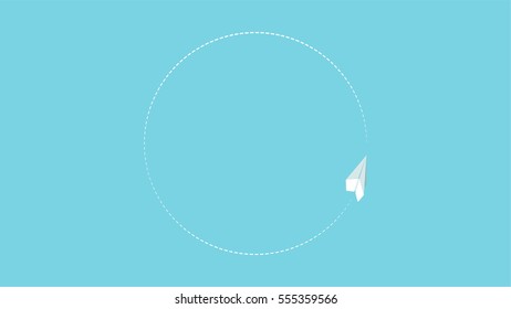 Paper airplane Loop Minimalistic Flat Line Color Icon Pictogram Illustration