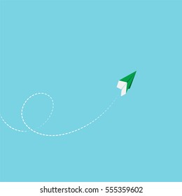 Paper airplane Loop Minimalistic Flat Line Color Icon Pictogram Illustration