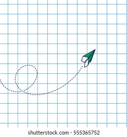 Paper airplane Loop Minimalistic Flat Line Color Icon Pictogram Illustration