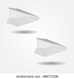 Paper airplane, low and high resolution triangle mesh realistic vector eps10