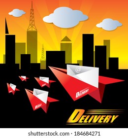 Paper airplane message vector
