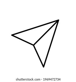 Paper airplane. Messenger line icon in black. Fast send mail concept. Trendy flat style isolated symbol, for: illustration, minimal, logo, mobile, app, emblem, design, web, site, ui, ux. Vector EPS 10