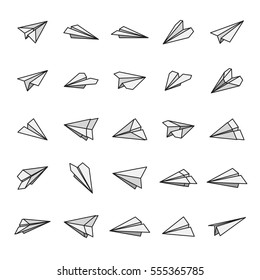Paper airplane Minimalistic Airmail Flat Line Color Icon Pictogram Illustration Set Collection