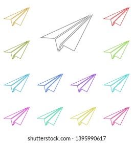 paper airplane multi color icon. Simple thin line, outline vector of web icons for UI and UX, website or mobile application