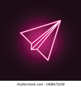 paper airplane neon icon. Elements of web set. Simple icon for websites, web design, mobile app, info graphics