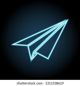 paper airplane neon icon. Simple thin line, outline vector of web, minimalistic icons for UI and UX, website or mobile application