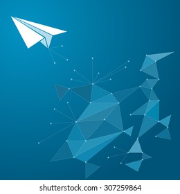 paper airplane and network concept