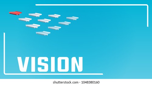 Paper airplane on blue background. Concept idea for business works . Vector illustration.
