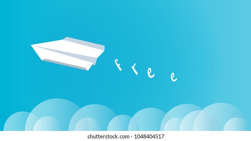 Paper airplane on blue background. Vector illustration for business.