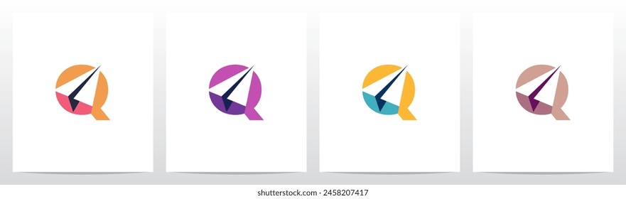 Paper Airplane on Letter Initial Logo Design Q