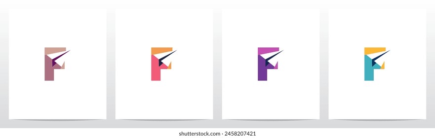 Avión de papel en la letra Diseño de logotipo inicial F