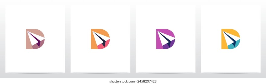 Paper Airplane on Letter Initial Logo Design D