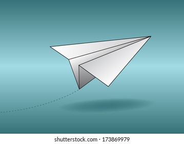 paper airplane on turquoise gradient background