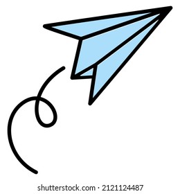 Paper airplane origami pined social media marketing business marketing technologies doodle vector illustration icon