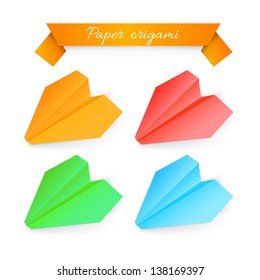 Paper airplane origami. Vector illustration