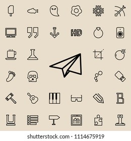 paper airplane outline icon. Detailed set of minimalistic line icons. Premium graphic design. One of the collection icons for websites, web design, mobile app on colored background