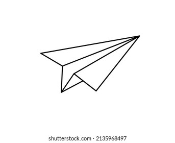 Paper Airplane Outline Icon On White Stock Vector (Royalty Free ...