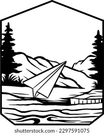 Paper airplane outline vector illustration